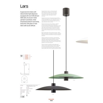 Redo 01-3018 - Suspension LED sur câble LARS LED/14W/230V + LED/10W Ø 60 cm IRC 90 blanche