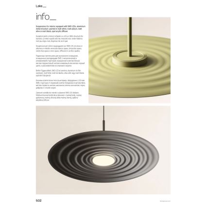 Redo 01-3046 - LED-hanglamp met kabel LAKE LED/13W/230V CRI 90 Ø 50 cm groen