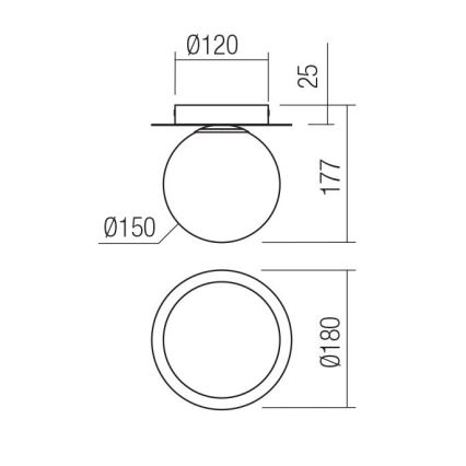 Redo 01-3129 - Plafondlamp HAIKU 1xE14/28W/230V diameter 18 cm zwart