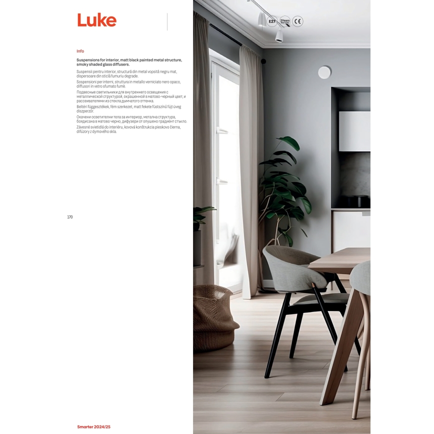 Redo 01-3197 - Hanglamp aan een koord LUKE 3xE27/42W/230V diameter 46 cm zwart