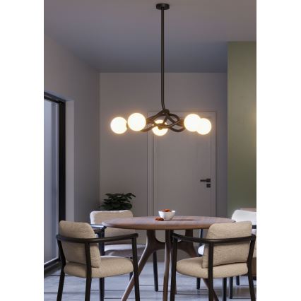 Redo 01-3259 - Hanglamp met stang CONFUSIO 5xE14/28W/230V Ø 96 cm zwart