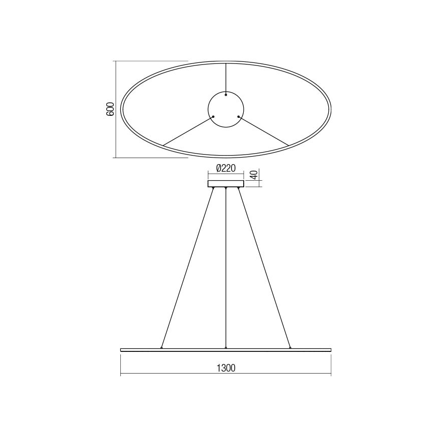 Redo 01-3299 - Dimbare LED-hanglamp aan kabel LEO LED/67W/230V 3000/4000K CRI 90 60x130 cm zwart