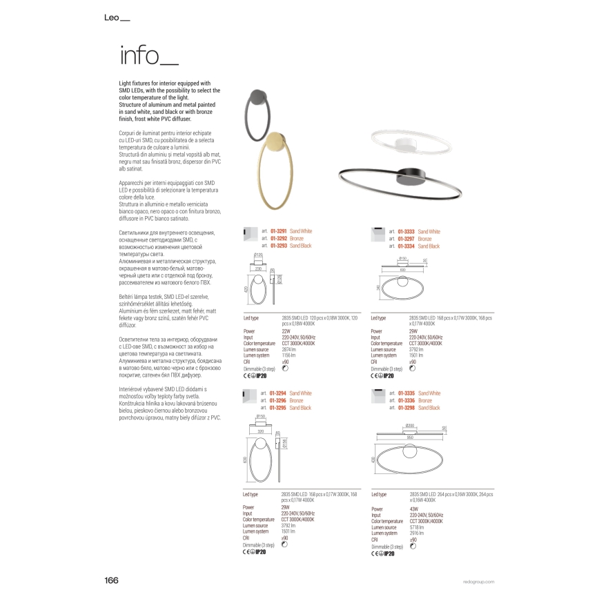 Redo 01-3299 - Suspension dimmable sur câble LEO LED/67W/230V 3000/4000K CRI 90 noir