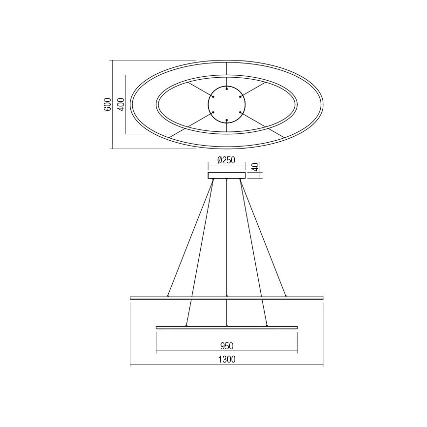 Redo 01-3342 - Suspension LED dimmable sur câble LEO LED/115W/230V 3000/4000K IRC 90 60x130 cm blanc