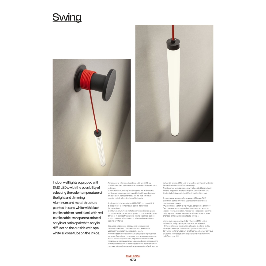 Redo 01-3363 - Dimbare LED-wandlamp SWING LED/16W/230V 3000/4000K CRI 90 wit