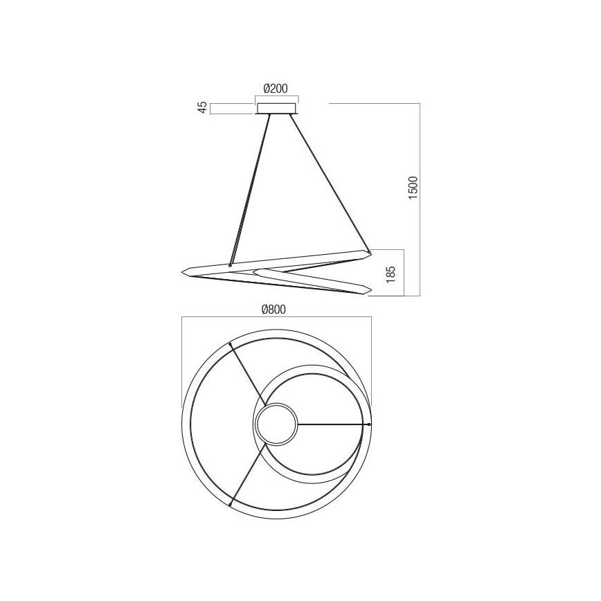 Redo 01-3376 - STORM LED-dimbare hanglamp aan kabel, 60 W, 230 V, 3000/4000/6000 K, CRI 90, Ø 80 cm, wit