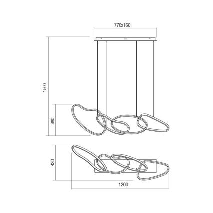 Redo 01-3389 - Lustre LED dimmable sur câble BIAS LED/90W/230V 3000/4500/6500K IRC 90 doré