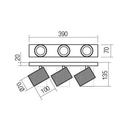 Redo 01-3405 - Plafondspot DELPHI 3xGU10/7W/230V goud