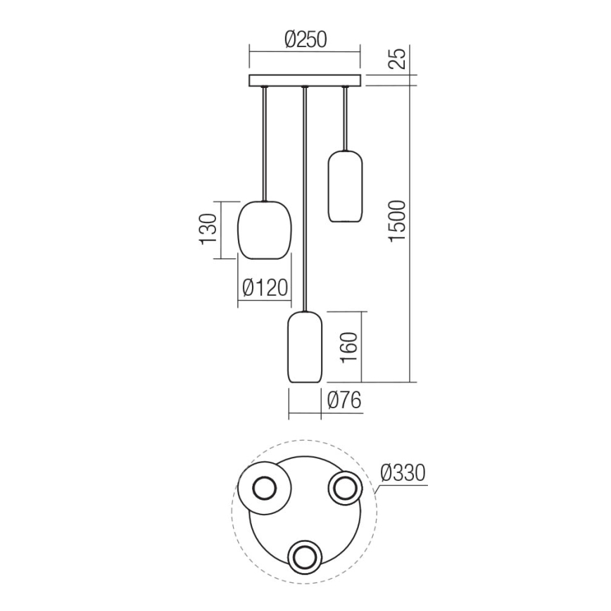 Redo 01-3480 - Hanglamp aan een koord BOOM 3xGU10/10W/230V diameter 33 cm zwart/groen/bruin