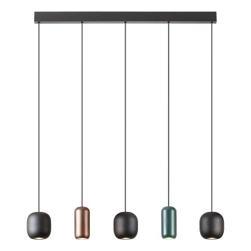 Redo 01-3481 - Suspension filaire BOOM 5xGU10/10W/230V noir/vert/marron