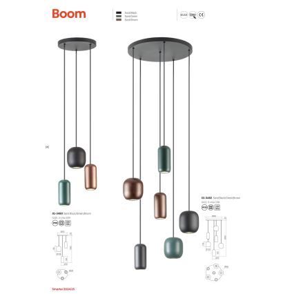 Redo 01-3481 - Suspension filaire BOOM 5xGU10/10W/230V noir/vert/marron