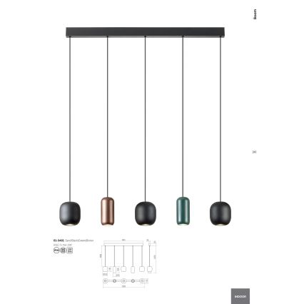 Redo 01-3481 - Suspension filaire BOOM 5xGU10/10W/230V noir/vert/marron