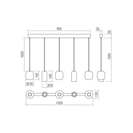 Redo 01-3481 - Suspension filaire BOOM 5xGU10/10W/230V noir/vert/marron