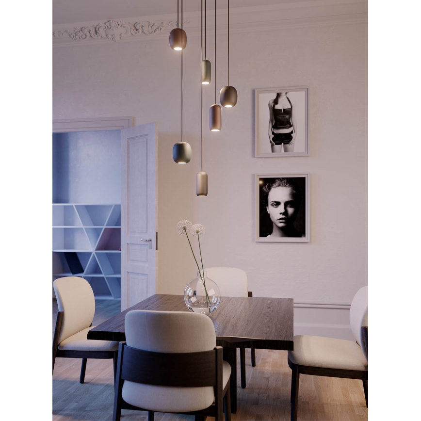 Redo 01-3482 - Suspension filaire BOOM 6xGU10/10W/230V d. 48 cm noir/vert/marron