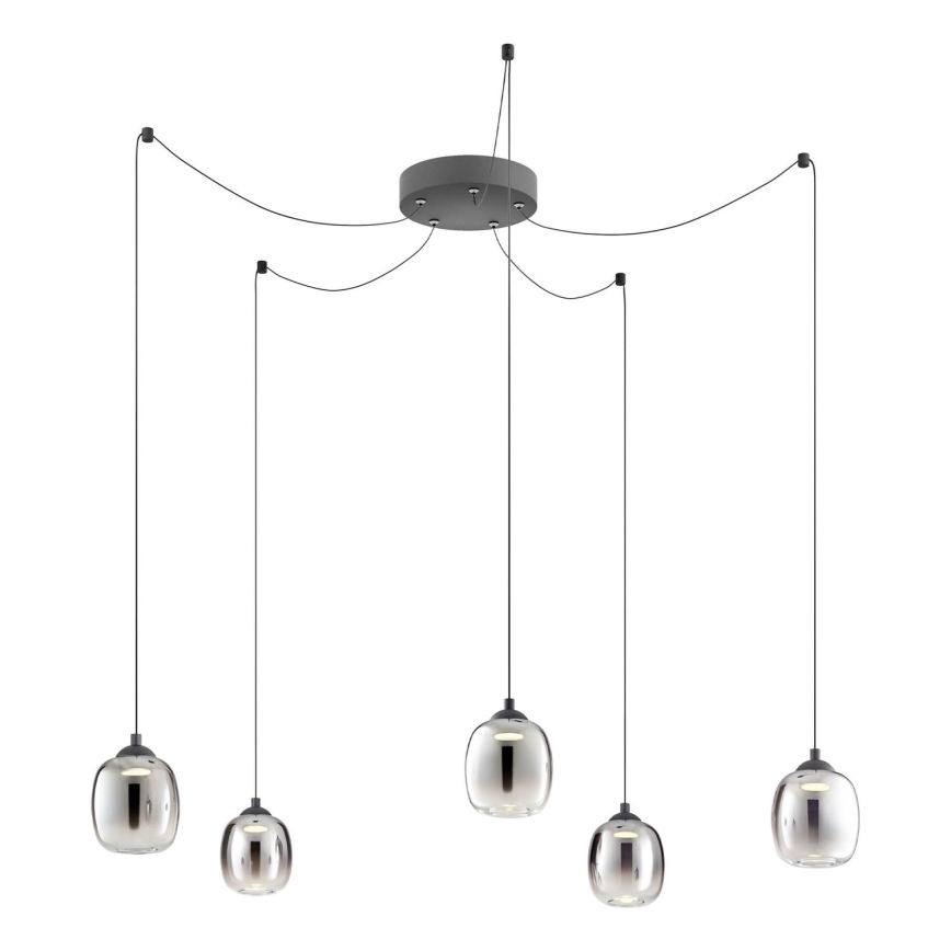 Redo 01-3487 - Suspension LED dimmable sur câble KHADI 5xLED/5,2W/230V CRI 90 araignée noir/fumé
