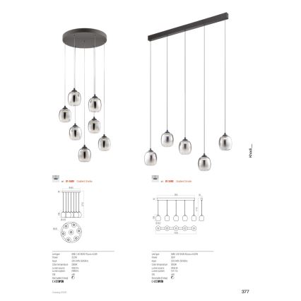 Redo 01-3490 - Suspension LED dimmable sur câble KHADI 5xLED/5,2W/230V IRC 90 noir/fumé