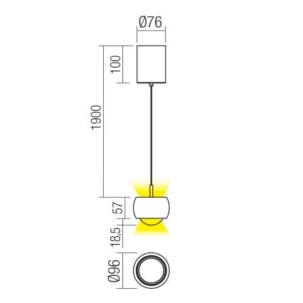 Redo 01-3547 - LED Hanglamp aan een koord AVES LED/12W/230V diameter 9,6 cm CRI 90 goud