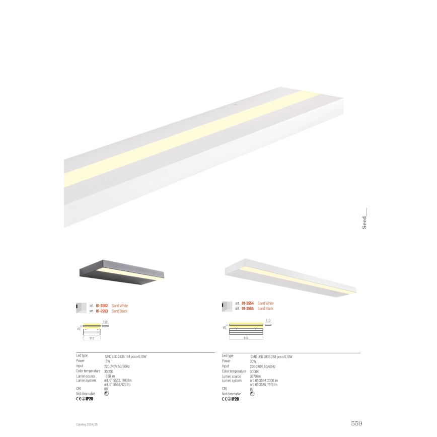 Redo 01-3554 - Applique murale SEED LED/30W/230V blanc