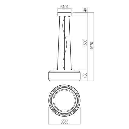 Redo 01-3591 - Suspension filaire SOLERA LED/24W/230V d. 35 cm CRI 93 3000/4000K gris