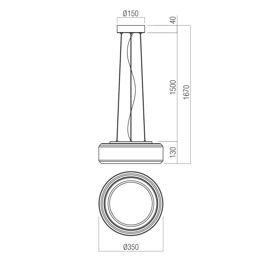 Redo 01-3591 - Suspension filaire SOLERA LED/24W/230V d. 35 cm CRI 93 3000/4000K gris