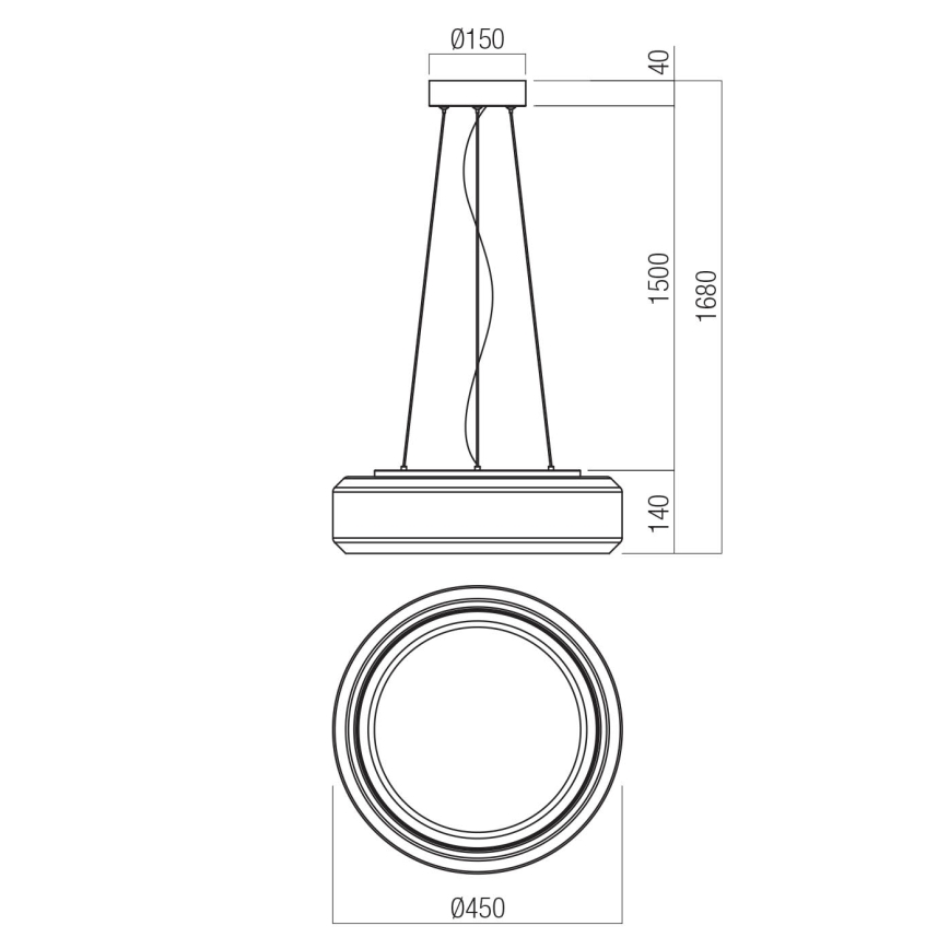 Redo 01-3592 - Suspension filaire SOLERA LED/36W/230V d. 45 cm CRI 93 3000/4000K gris