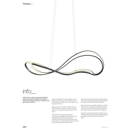 Redo 01-3598 - Suspension LED dimmable sur câble TEMPEST LED/58W/230V dorée