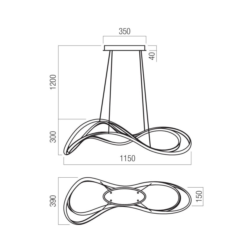Redo 01-3598 - TEMPEST dimbare LED-hanglamp aan kabel LED/58W/230V goudkleurig