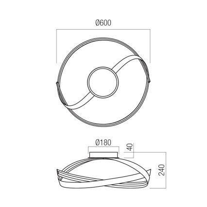 Redo 01-3614 - Dimbare LED-plafondlamp IMPULS LED/34W/230V Ø 60 cm zwart