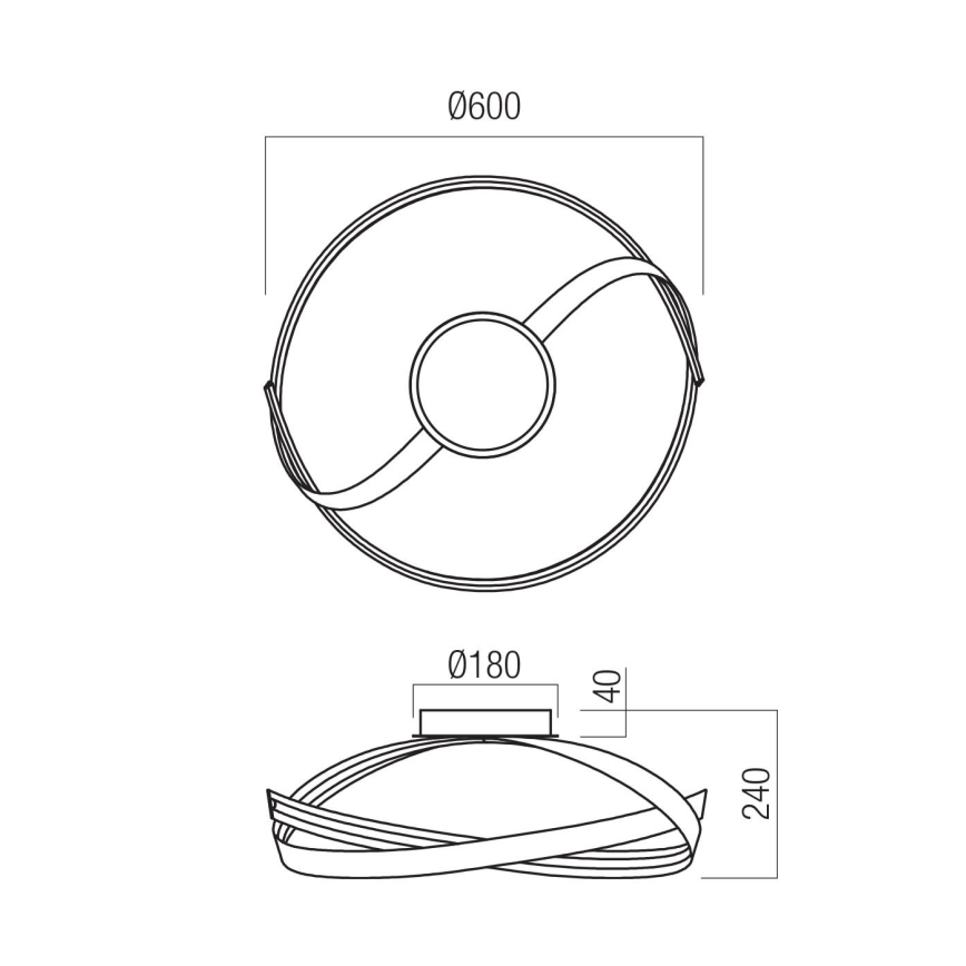 Redo 01-3614 - Dimbare LED-plafondlamp IMPULS LED/34W/230V Ø 60 cm zwart
