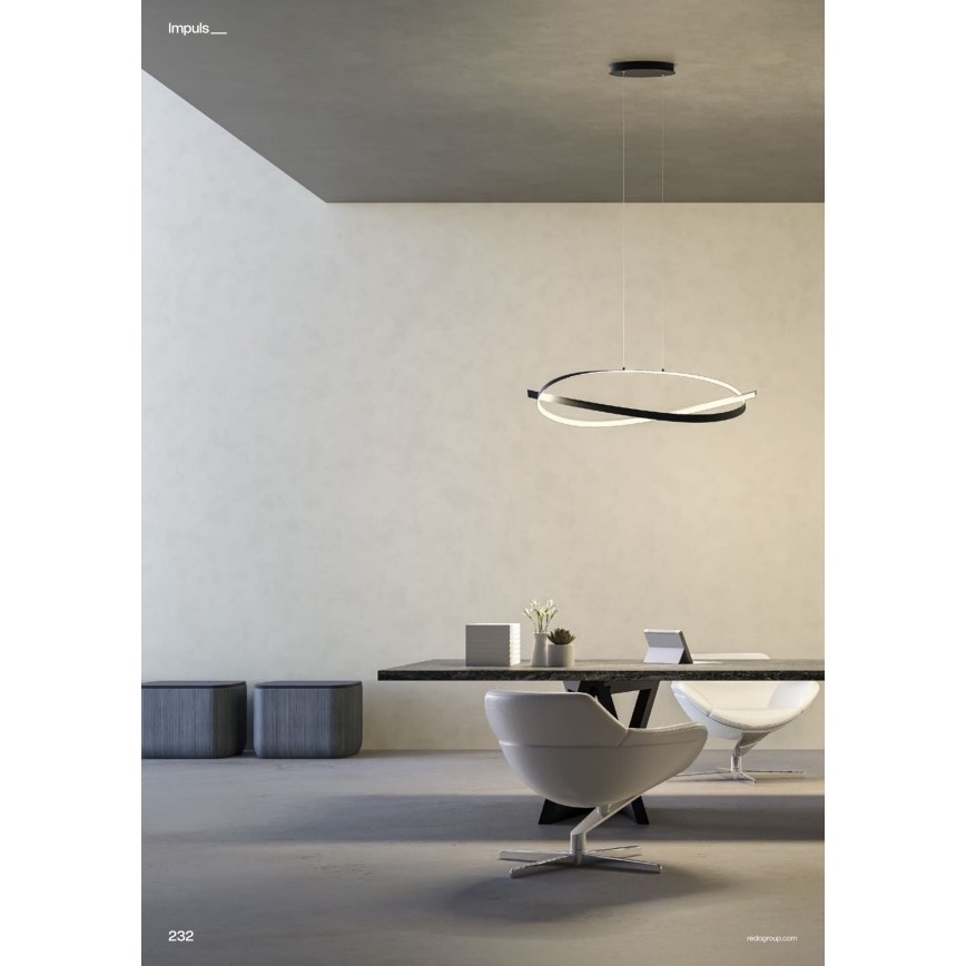 Redo 01-3617 - Dimbare LED-hanglamp met kabel IMPULS LED/38W/230V zwart