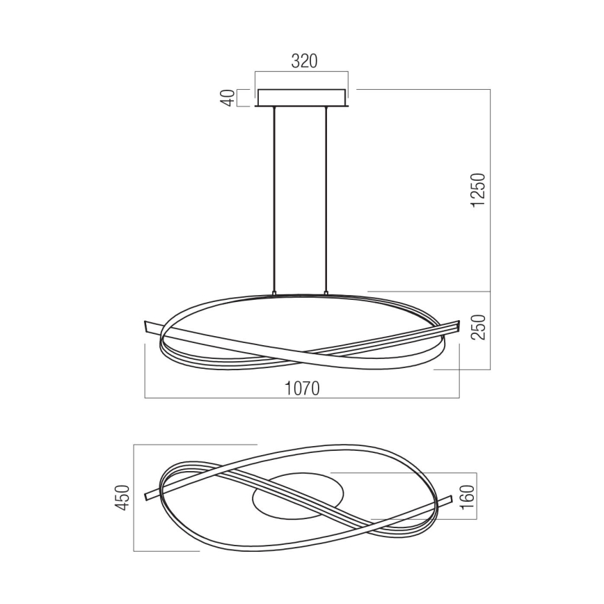 Redo 01-3617 - Dimbare LED-hanglamp met kabel IMPULS LED/38W/230V zwart