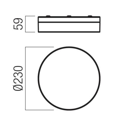 Redo 01-3735 - Plafonnier salle de bain FRISBI LED/12W/230V d. 23 cm CRI 90 3000/4000K IP44 noir