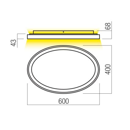 Redo 01-3808 - Dimbare LED-plafondlamp NOBU LED/60W/230V 3000/4000K CRI 90 zwart