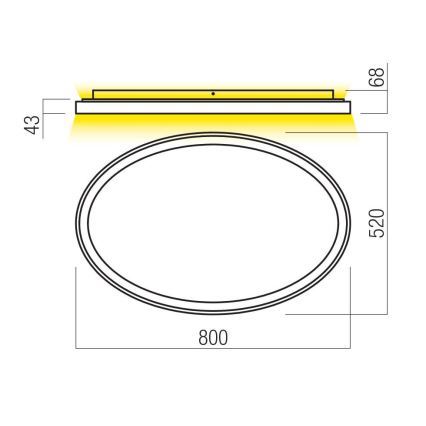 Redo 01-3810 - Plafonnier LED dimmable NOBU LED/80W/230V 3000/4000K IRC 90 doré
