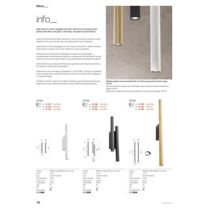 Redo 01-3851 - LED-wandlamp NIKOS 4xLED/4W/230V CRI 90 goudkleurig