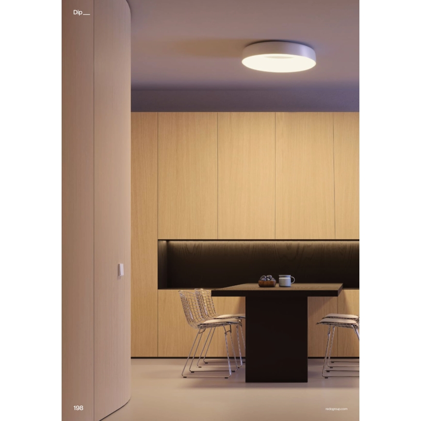 Redo 01-3940 - Plafonnier LED DIP, 30 W, 230 V, 2700/3000/4000/5000/6500 K, IRC 90, Ø 48,6 cm, blanc