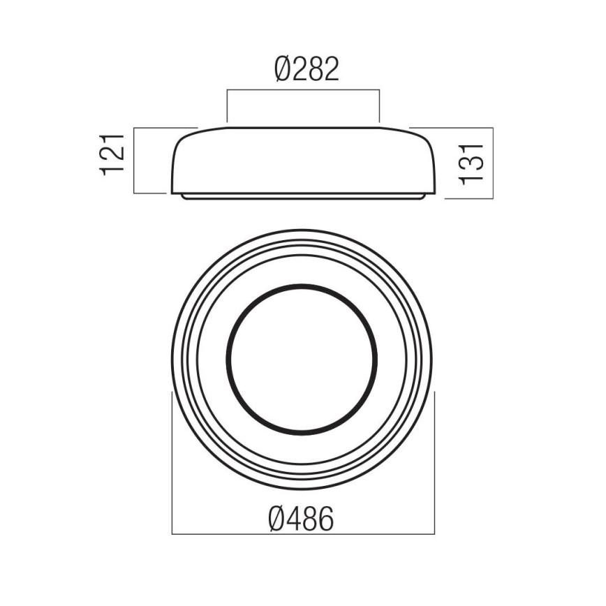 Redo 01-3940 - Plafonnier LED DIP, 30 W, 230 V, 2700/3000/4000/5000/6500 K, IRC 90, Ø 48,6 cm, blanc