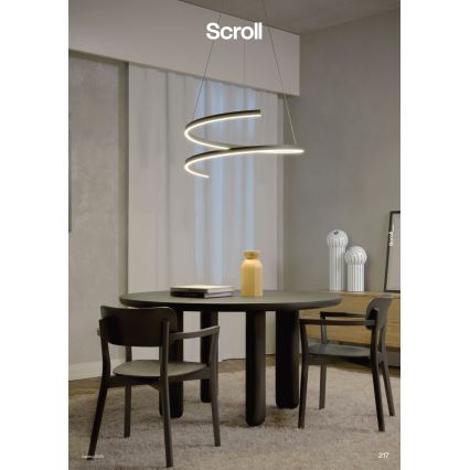 Redo 01-4015 - Suspension LED dimmable sur câble SCROLL LED/38W/230V 3000K/4000K/6000K CRI 90 Ø 60 cm noire