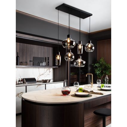 Redo 01-4047 - Suspension filaire ATLANTIS 6xE27/42W/230V noir