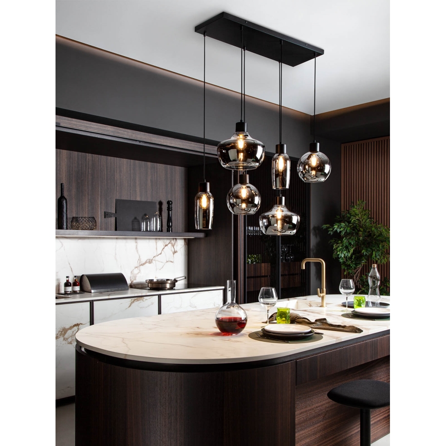 Redo 01-4047 - Suspension filaire ATLANTIS 6xE27/42W/230V noir