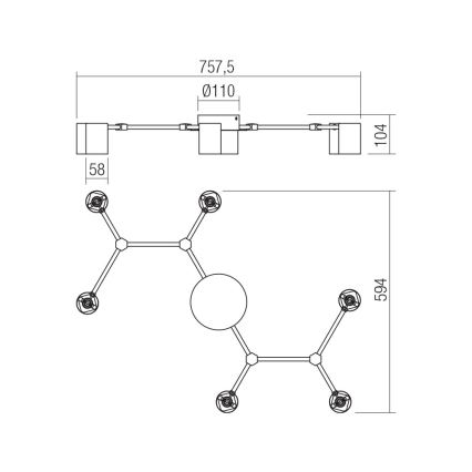 Redo 01-4048 - Spot WEBB 6xGU10/10W/230V zwart