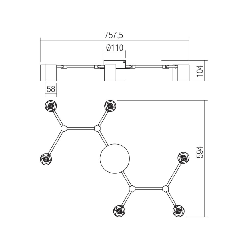 Redo 01-4048 - Spot WEBB 6xGU10/10W/230V zwart