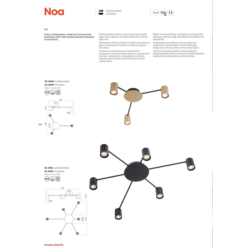 Redo 01-4049 - Spot NOA 3xGU10/10W/230V doré