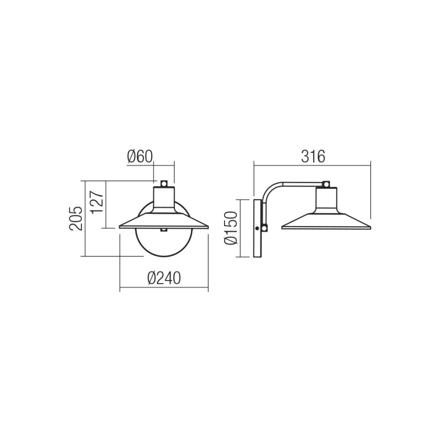 Redo 01-4053 - Wandlamp FRESNO 1xE27/42W/230V