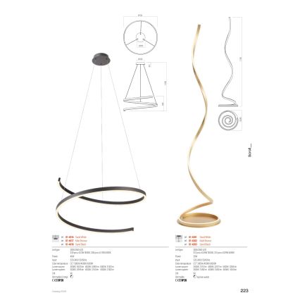 Redo 01-4281 - Dimbare LED-vloerlamp SCROLL LED/30W/230V 3000K/4000K/6000K CRI 90 wit