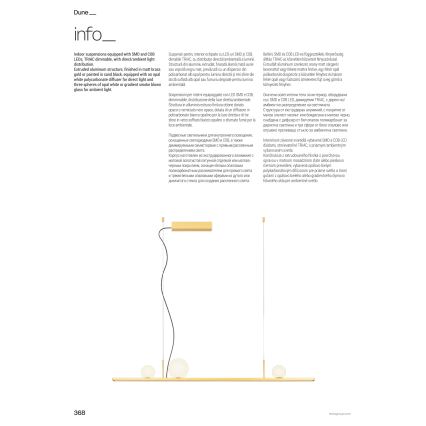 Redo 01-4301 - Dimbare LED-hanglamp aan kabel DUNE LED/48W/230V 3000K CRI 90 wit/goud