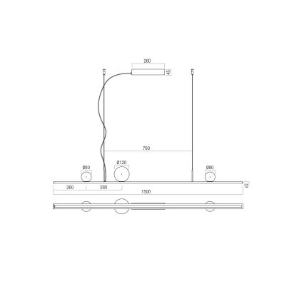 Redo 01-4301 - Dimbare LED-hanglamp aan kabel DUNE LED/48W/230V 3000K CRI 90 wit/goud