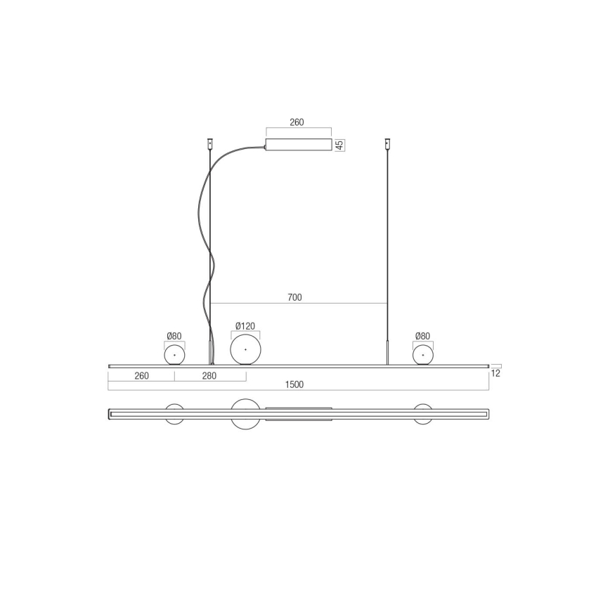 Redo 01-4301 - Suspension LED dimmable sur câble DUNE LED/48W/230V 3000K IRC 90 blanc/or