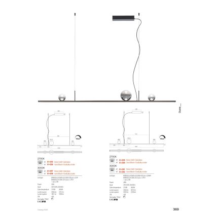 Redo 01-4302 - Dimbare hanglamp met kabel DUNE LED/48W/230V 3000K CRI 90 zwart/rookkleurig