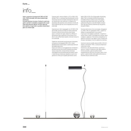 Redo 01-4302 - Suspension LED dimmable sur câble DUNE LED/48W/230V 3000K IRC 90 noir/fumé